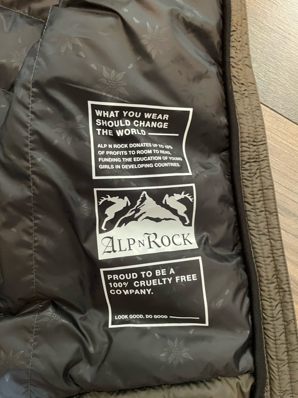 Alp N Rock Olive Quilted Puffer Vest with Black Side Panels - Picture 5 of 8